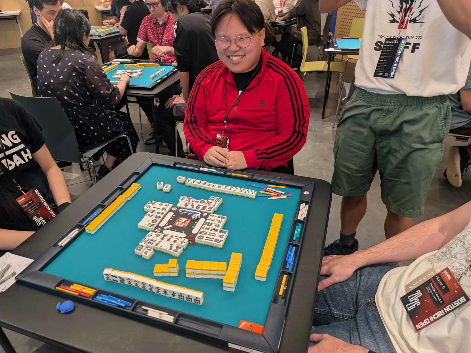 A suuankou hand with four concealed triplets displayed at the first Boston Riichi Open